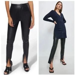 Jason Wu Women's Skinny Black Vegan Faux Leather Pants, size large